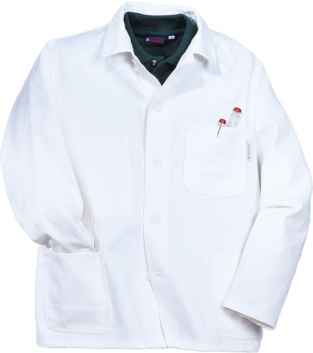 Berufsjacke lang wei� hydronblau Pionier90002