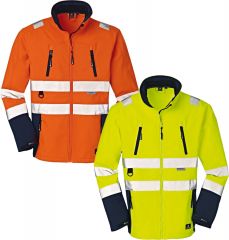 Stretch-Softshell-Warnschutzjacke orange gelb 4Protect